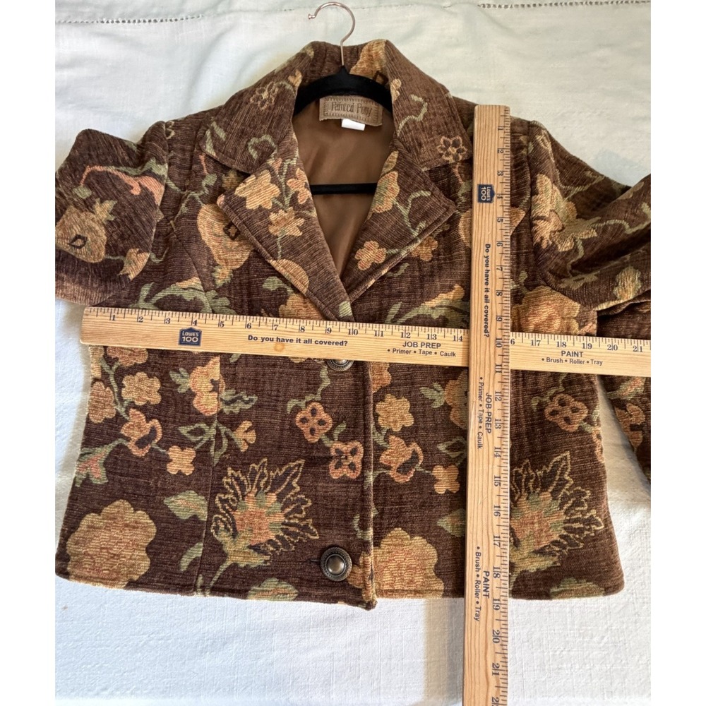 Vtg Painted Pony Floral Tapestry Cropped Jacket M Cottagecore USA 90s - Picture 7 of 8